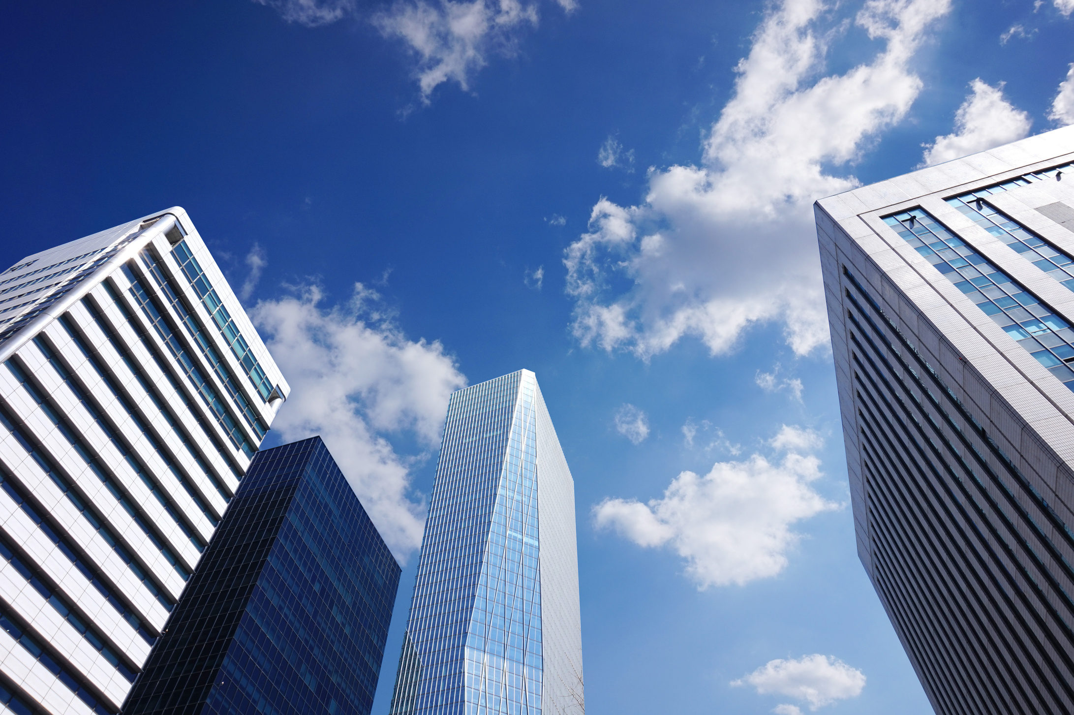 Company business building, blue sky